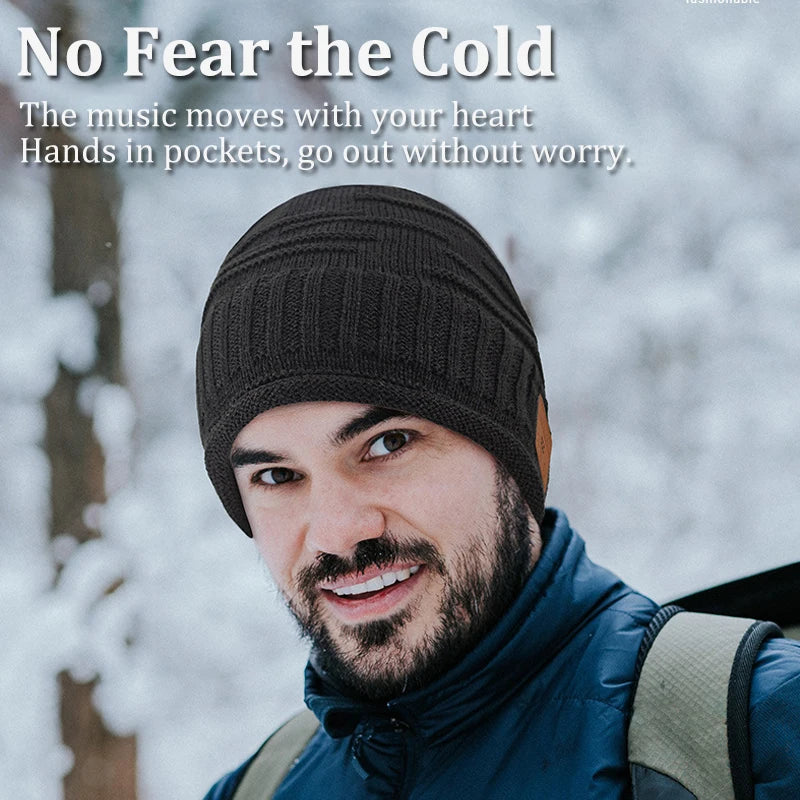 Winter Bluetooth Headphone Outdoor Warm Music Knitting Cap Rechargeable Wireless Stereo Earphone Beanie Hat Handsfree Microphone