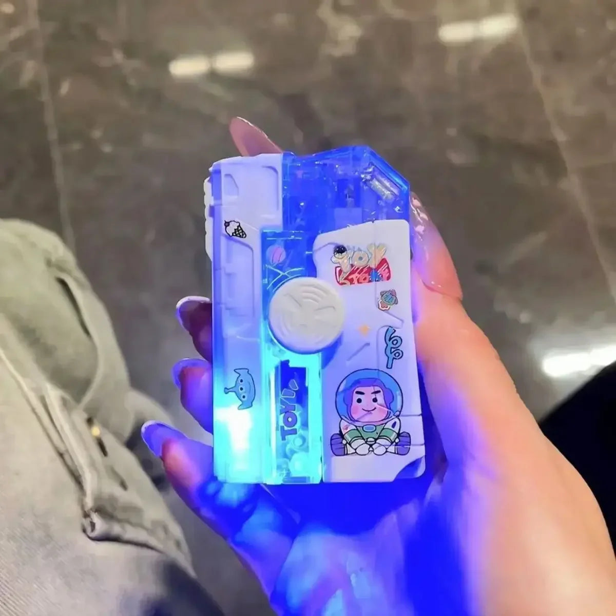 2025 New Creative Luminous Transparent Gyroscope Lighter 2-in-1 Folding Rotating Decompression Windproof Lighter Men's Gift