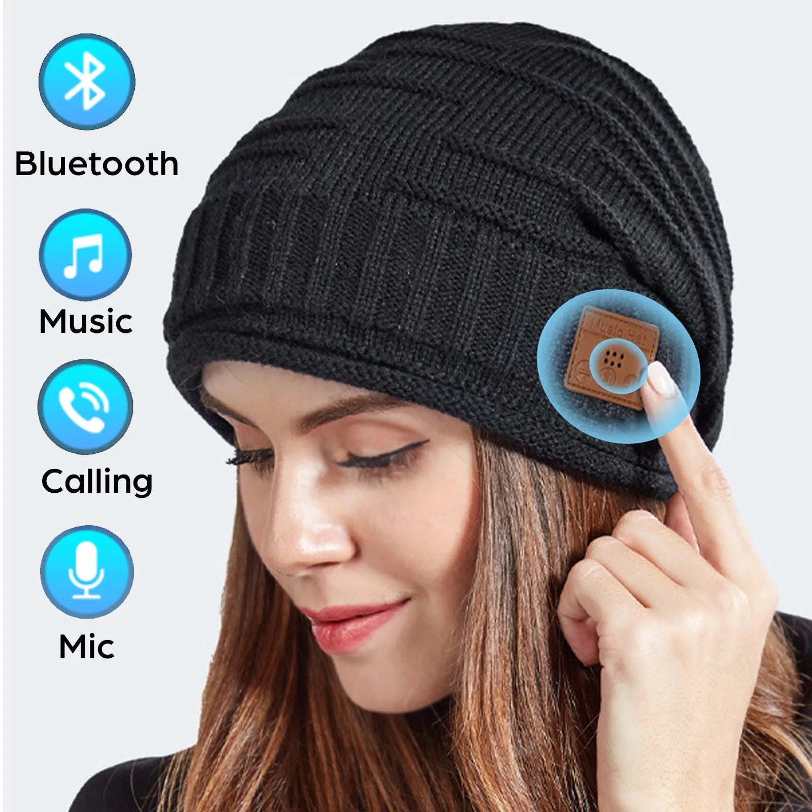 Winter Bluetooth Headphone Outdoor Warm Music Knitting Cap Rechargeable Wireless Stereo Earphone Beanie Hat Handsfree Microphone