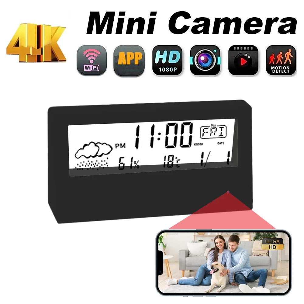 4K Wireless Smart Camera Clock WiFi Camera Covert Video Recorder Cam Indoor Motion Detection Audio Video recording Camera