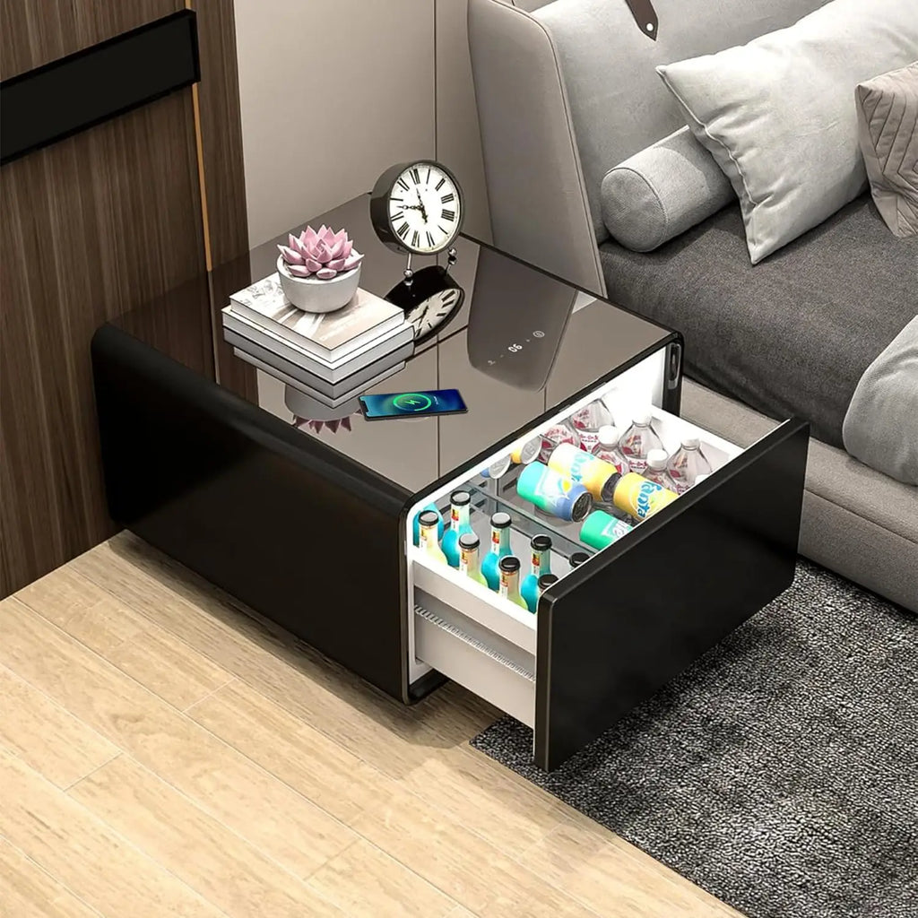 Smart Side Table with Fridge, Smart Nightstand with Refrigerator, Induction Light, Temperature Control, Wireless, Customized