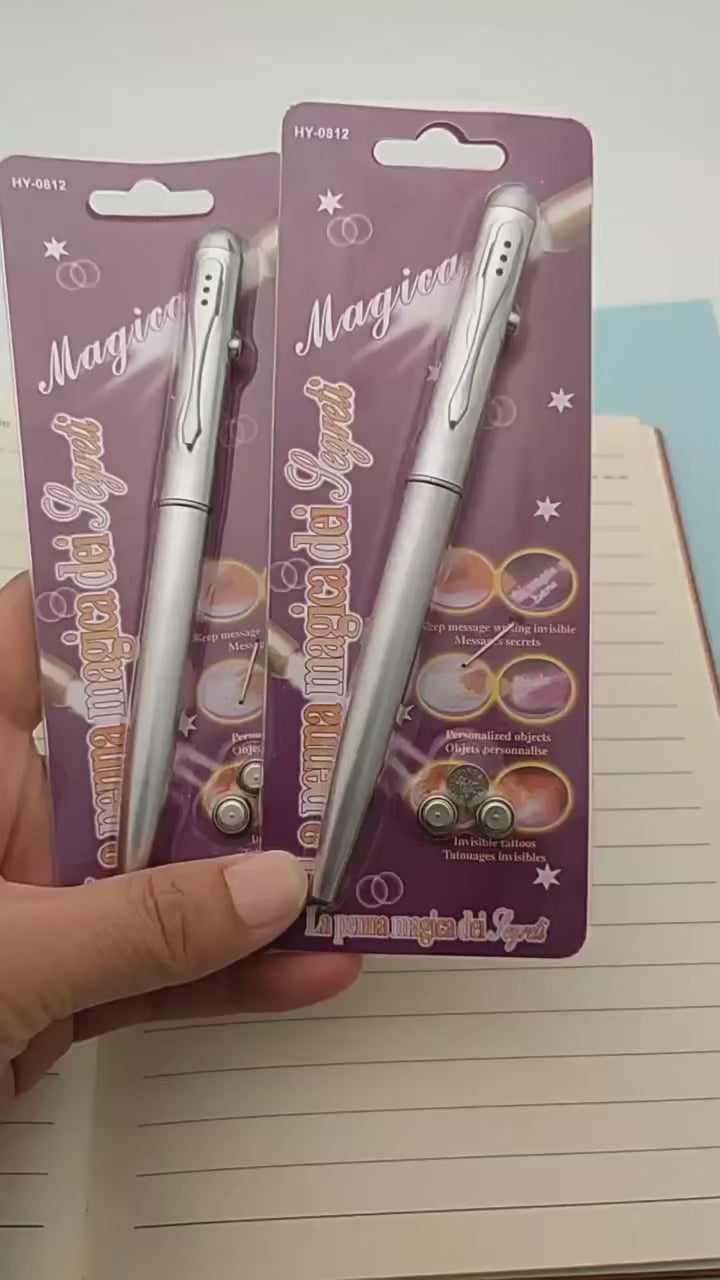 1PC Invisible Ink Pen Novelty Plastic Material Ballpoint Pens With Uv Light Magic Secret Ballpoint