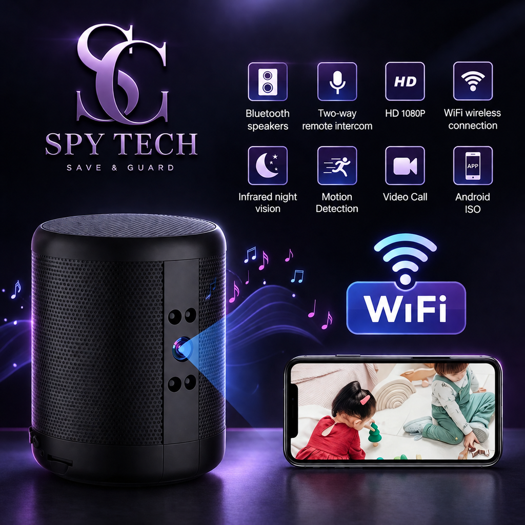 WiFi Security Camera Speaker Video Recorder HD Night Vision 140 Degree Wide Angle Lens 2 Way Talk 2K Loop Recording for Office