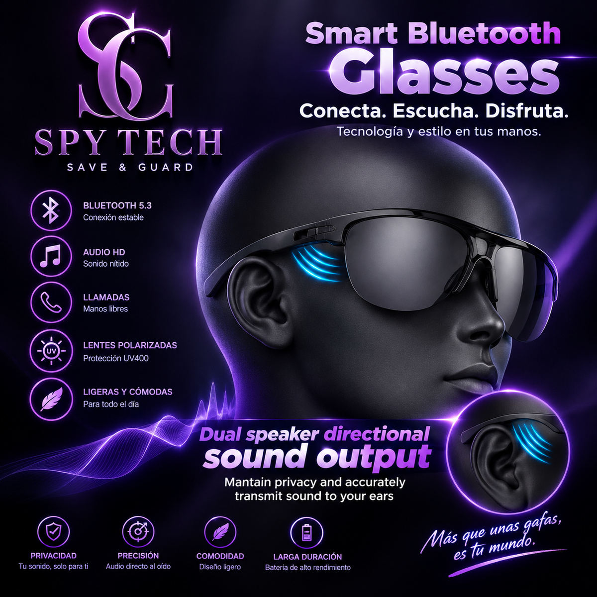 New F08 Smart Music Wireless Stereo Glasses Cycling Outdoor Sunglasses Eyepieces 2025 Men Water Proof Long Battery Life
