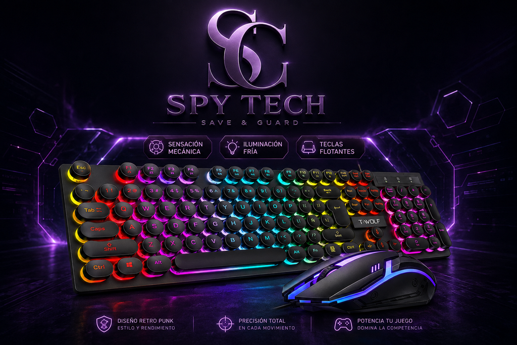 TF270 Wired Keyboard Mouse Combos Cool Backlight Effect 104 Keys Multimedia Function Punk Keyboard Optical Engine Mouse for PC